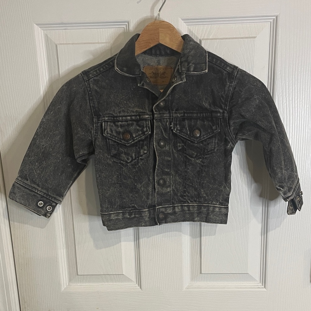 90s - Vintage/Retro Children's Levi Black Denim Jacket Coat Size 4